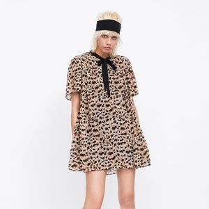 Pleated Animal Print Jumpsuit Dress